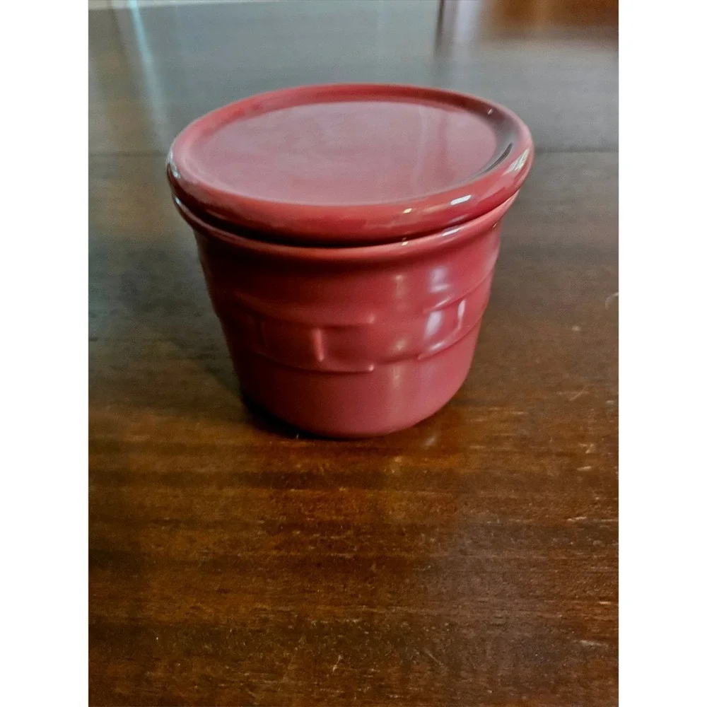 Longaberger Pottery Woven Tradition One Pint Paprika Crock Candle Butter Jams